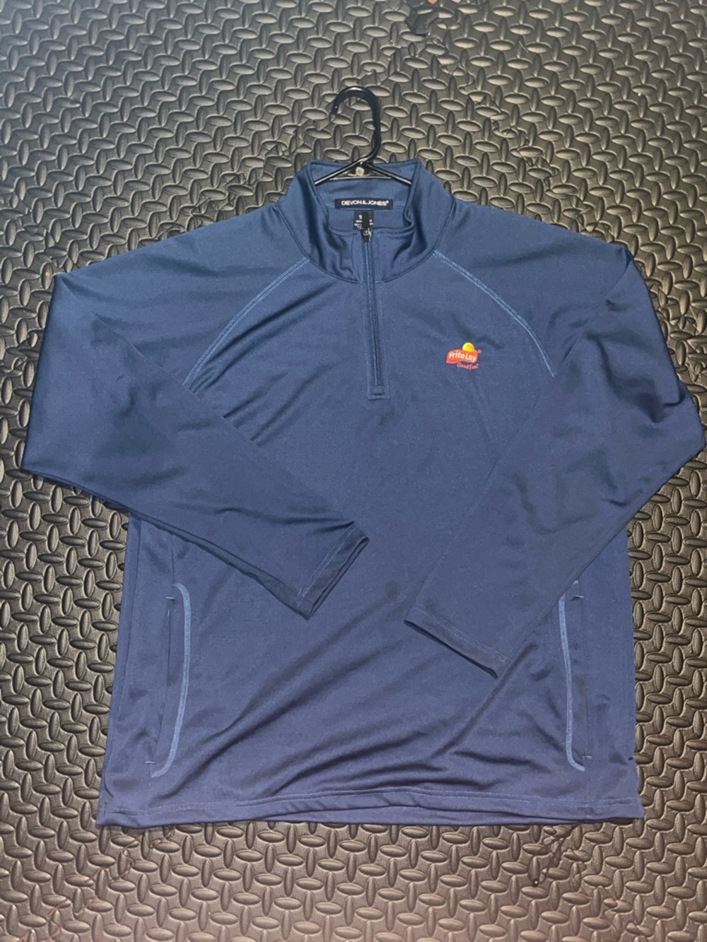 Devon & Jones Navy Quarter-Zip Pullover with Small Embroidered Logo